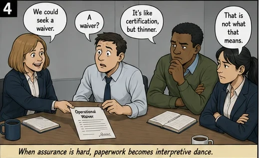 When assurance is hard, paperwork becomes interpretive dance.
