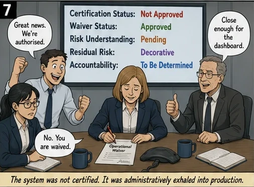 The system was not certified. It was administratively exhaled into production.